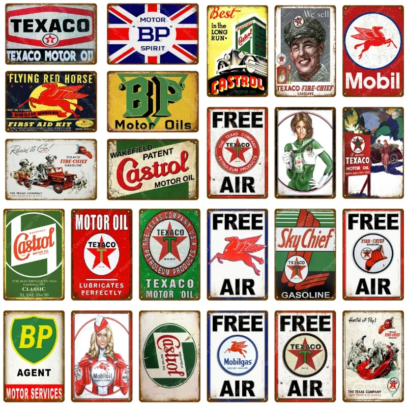 Vintage Collectible Plates - Poster Logam Vintage Texaco Motor Oil