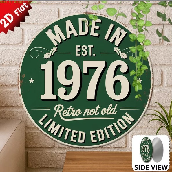Vintage Collectible Plates - Dibuat tahun 1976, Tanda Logam Bulat