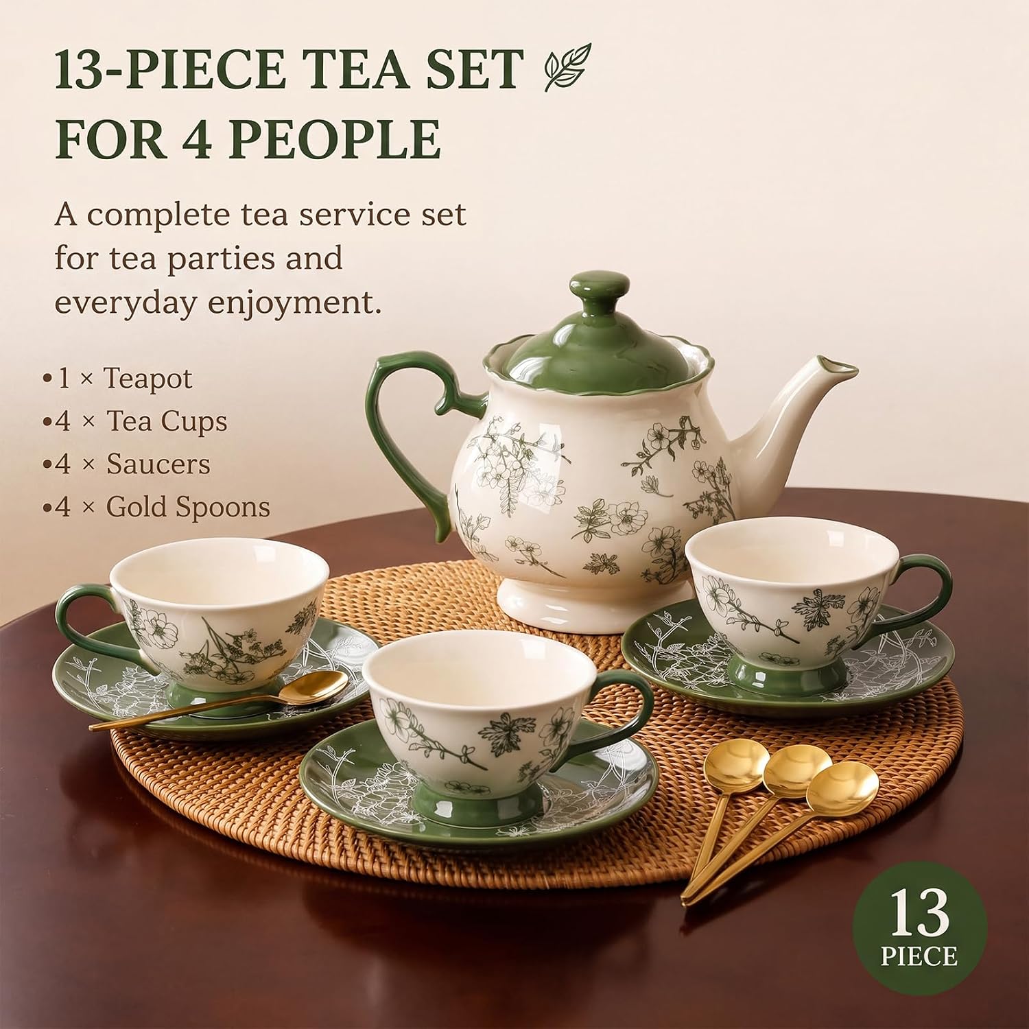 Set Teh Porselen Motif Bunga H - Vintage Collectible Spoons ulasan dan harga